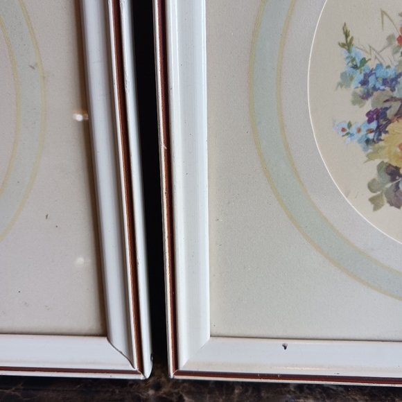 Set Of Two Vintage Framed Prints of Floral Bouquets Art By M Black Cottage Core - Picture 4 of 8